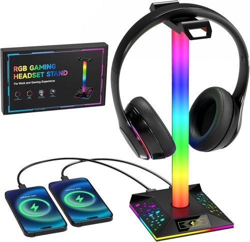 Hcman Headphone Stand Gaming Headset Holder RGB PC Gaming Accessories for Desk